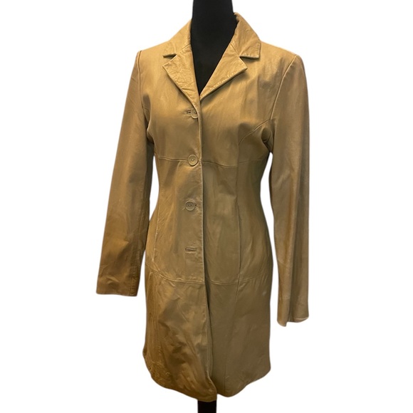 Distressed camel-colored Wilsons Leather, Jacket,coat,trench coat,jacket,small - Picture 6 of 9